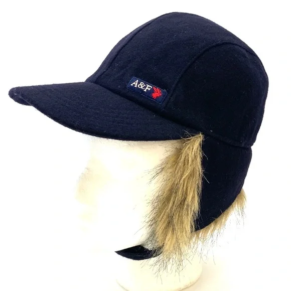 Vintage Abercrombie & Fitch Wool Navy Blue Trapper/Musher Hat